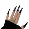 Galaxy Butterfly Cat Eye Press On Nails Extra Long Stiletto | Handmade Blue Purple Magnetic Nail Art