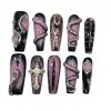 Gothic 3D Snake & Cross Press On Nails Extra Long Coffin | Handmade Black Pink Gradient Serpent Nail Art